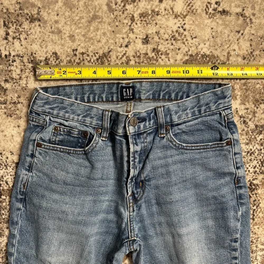 GAP Light Blue Crop Distressed Straight Leg Jeans Size 24